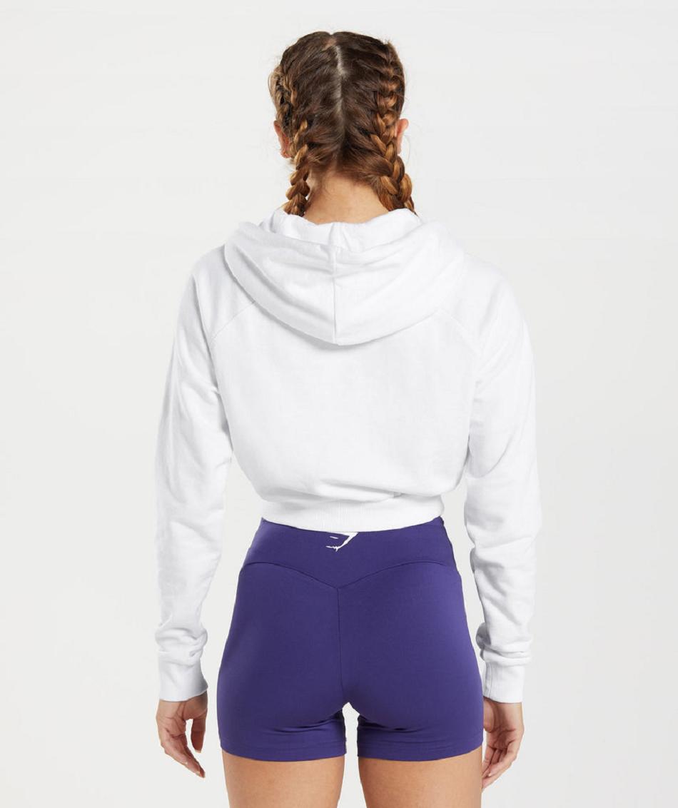 Gymshark Training Cropped Ženske Majica S Kapuljačom Bijele | HR 3558PJJ